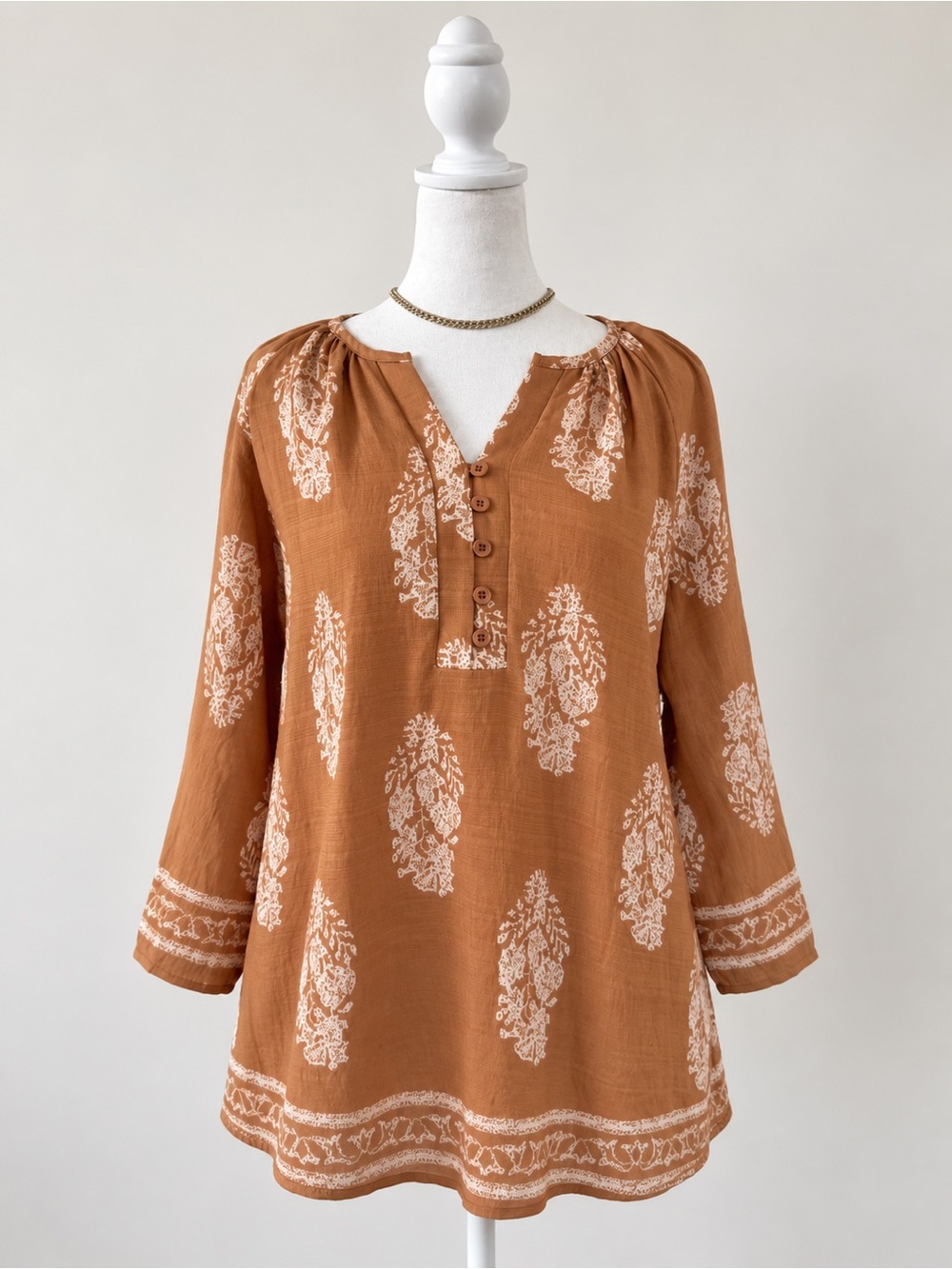 Womens 3/4 Sleeve Tops V Neck Linen Blouse Button Down Shirts for Women Dressy